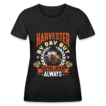 Moissonneuse le jour, mais amateur de café toujours en agriculture - T-shirt sport Femme - noir - Devant - AI Model Female 172 light (172cm)
