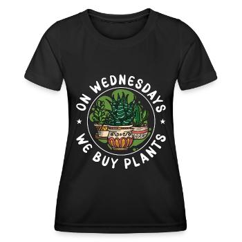 Plantes d’intérieur Le mercredi, nous achetons des plantes Fleuriste - T-shirt sport Femme - noir - Devant - AI Model Female 172 light (172cm)