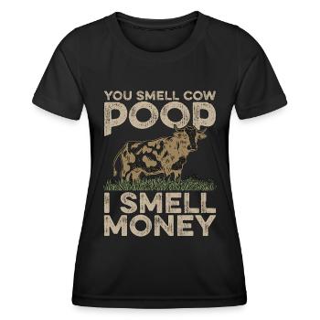 Élevage de bétail Vous sentez le caca de vache Je sens l’agriculteur - T-shirt sport Femme - noir - Devant - AI Model Female 172 light (172cm)