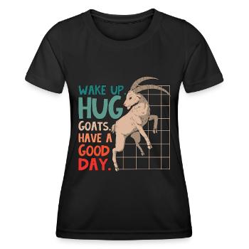 L’élevage de moutons et de chèvres Réveillez-vous l’élevage de chèvres câlin - T-shirt sport Femme - noir - Devant - AI Model Female 172 light (172cm)