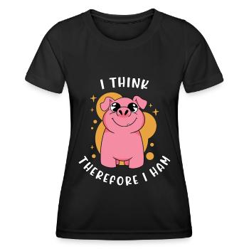 L’élevage porcin je pense donc je fais de l’élevage de porcs - T-shirt sport Femme - noir - Devant - AI Model Female 172 light (172cm)