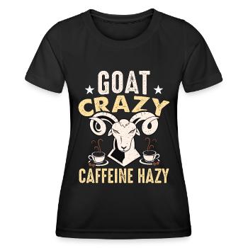 Sheep And Goat Farming Goat Crazy Caffeine Farming - Women's Functional T-Shirt - black - Front - AI Model Female 172 light (172cm)