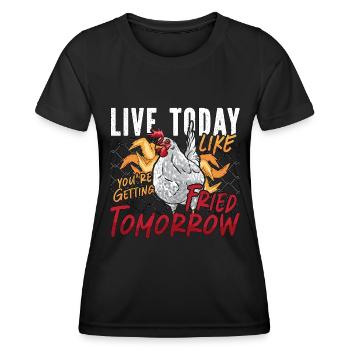 Les éleveurs de volailles vivent aujourd’hui comme des éleveurs de volailles - T-shirt sport Femme - noir - Devant - AI Model Female 172 light (172cm)