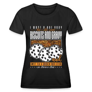 Biscuits Et Sauce Je Veux Un Amateur De Sauce Corporelle Chaude - T-shirt sport Femme - noir - Devant - AI Model Female 172 light (172cm)