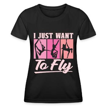 Acrobate aérienne Je veux juste voler Air Yoga Acrobates aériens - T-shirt sport Femme - noir - Devant - AI Model Female 172 light (172cm)