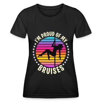 Pole Dance Je suis fier de mes ecchymoses Pole Fitness - T-shirt sport Femme - noir - Devant - AI Model Female 172 light (172cm)