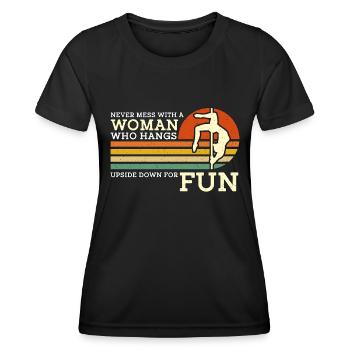 Pole Dancing Never Mess With A Woman Who Pole Fit - Frauen Funktions-T-Shirt - Schwarz - Vorne - AI Model Female 172 light (172cm)