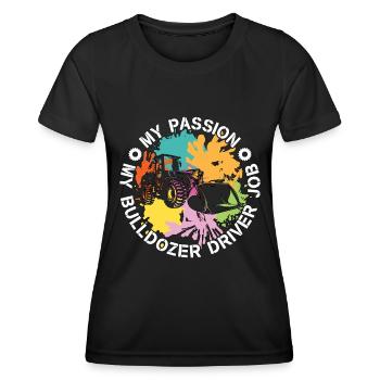 Conducteur de bulldozer Ma passion Mon camion bulldozer - T-shirt sport Femme - noir - Devant - AI Model Female 172 light (172cm)