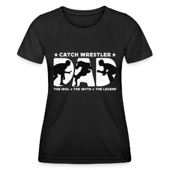 Catch Wrestler Dad The Idol Freestyle Wrestling - Frauen Funktions-T-Shirt - Schwarz - Vorne - AI Model Female 172 light (172cm)