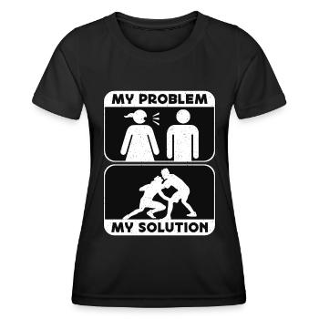 Catch Wrestler Mon Problème Mon Pictogramme Papa Maman - T-shirt sport Femme - noir - Devant - AI Model Female 172 light (172cm)