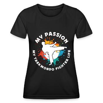 Taekwondo Ma passion Mes arts martiaux mixtes - T-shirt sport Femme - noir - Devant - AI Model Female 172 light (172cm)