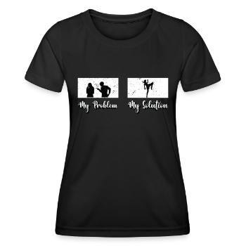Muay Thai Fighter My Problem My Pictogram Mom Dad - Frauen Funktions-T-Shirt - Schwarz - Vorne - AI Model Female 172 light (172cm)