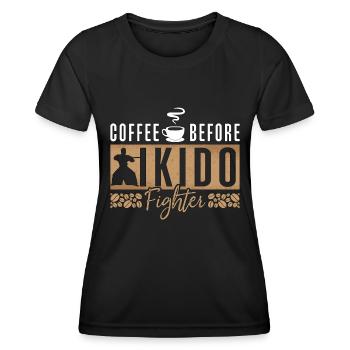 Aikido Fighter Coffee Martial Artist Coffee Lover - Frauen Funktions-T-Shirt - Schwarz - Vorne - AI Model Female 172 light (172cm)