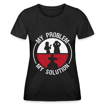 Aikido Fighter My Problem My Pictogram Dad Aikido - Frauen Funktions-T-Shirt - Schwarz - Vorne - AI Model Female 172 light (172cm)