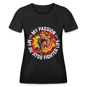 Jiu Jitsu Fighter Ma Passion Mes Arts Martiaux Mixtes - T-shirt sport Femme - noir - Devant - AI Model Female 172 light (172cm)