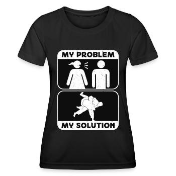 Judo Fighter My Problem My Solution Pictogram Dad - Frauen Funktions-T-Shirt - Schwarz - Vorne - AI Model Female 172 light (172cm)