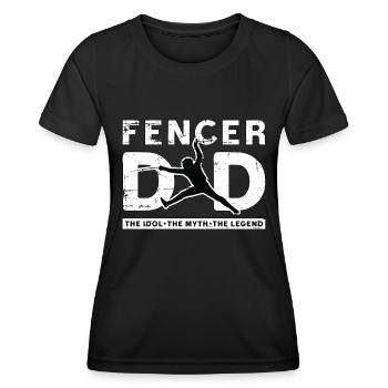 Papa escrimeur L’idole Le mythe Le combattant à l’épée - T-shirt sport Femme - noir - Devant - AI Model Female 172 light (172cm)