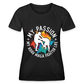 Krav Maga Fighter Ma Passion Mes Arts Martiaux Krav - T-shirt sport Femme - noir - Devant - AI Model Female 172 light (172cm)