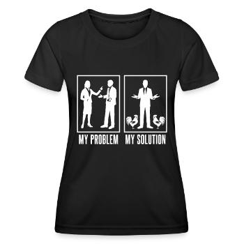 Cock Lover My Problem My Pictogram Dad Mom Farming - Frauen Funktions-T-Shirt - Schwarz - Vorne - AI Model Female 172 light (172cm)