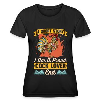 Cock Lover A Short Story I Am Chicken Coop Farmer - Frauen Funktions-T-Shirt - Schwarz - Vorne - AI Model Female 172 light (172cm)