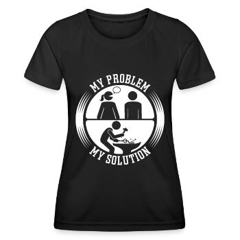 Forgeron Mon problème Ma solution Pictogramme Papa - T-shirt sport Femme - noir - Devant - AI Model Female 172 light (172cm)