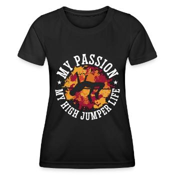 Saut en hauteur Ma passion Mon saut en hauteur Saut à la perche - T-shirt sport Femme - noir - Devant - AI Model Female 172 light (172cm)