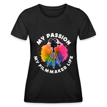 Cinéaste Ma Passion Mon Métier de Cinéaste Réalisation de films - T-shirt sport Femme - noir - Devant - AI Model Female 172 light (172cm)
