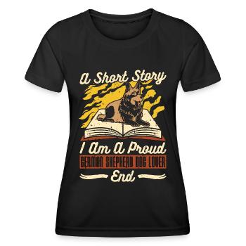 German Shepherd Dog A Short Story I Am Police Dog - Frauen Funktions-T-Shirt - Schwarz - Vorne - AI Model Female 172 light (172cm)