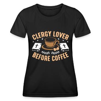 Amoureux du clergé avant le ministère du café Amateur de café - T-shirt sport Femme - noir - Devant - AI Model Female 172 light (172cm)
