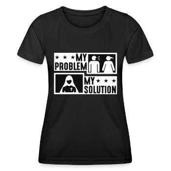 Clergy Lover My Problem My Solution Pictogram Mom - Women's Functional T-Shirt - black - Front - AI Model Female 172 light (172cm)