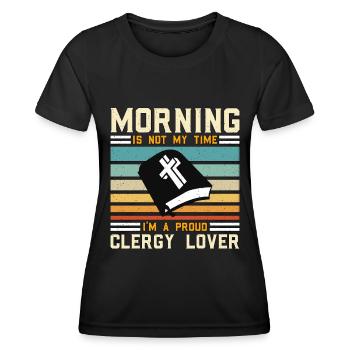 Le matin n’est pas mon heure, je suis pasteur - T-shirt sport Femme - noir - Devant - AI Model Female 172 light (172cm)