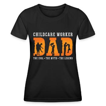 Éducatrice Papa L’Idole L’Assistante Maternelle - T-shirt sport Femme - noir - Devant - AI Model Female 172 light (172cm)