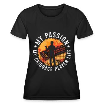Cribbage Player My Passion My Cribbage Board Lover - Frauen Funktions-T-Shirt - Schwarz - Vorne - AI Model Female 172 light (172cm)