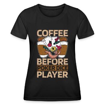 Poker Dice Player Coffee Card Game Coffee Lover - Frauen Funktions-T-Shirt - Schwarz - Vorne - AI Model Female 172 light (172cm)
