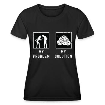 Bunco Player My Problem My Solution Pictogram Dad - Women's Functional T-Shirt - black - Front - AI Model Female 172 light (172cm)