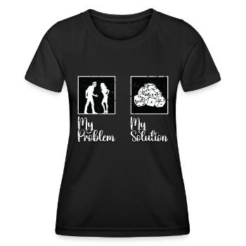 Bunco Player My Problem My Solution Pictogram Mom - Women's Functional T-Shirt - black - Front - AI Model Female 172 light (172cm)