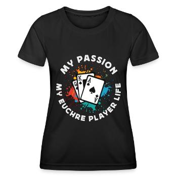 Euchre Player My Passion My Euchre Card Game Lover - T-shirt sport Femme - noir - Devant - AI Model Female 172 light (172cm)