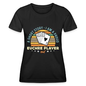 Euchre Player Une petite histoire Je suis un Euchre Lover - T-shirt sport Femme - noir - Devant - AI Model Female 172 light (172cm)