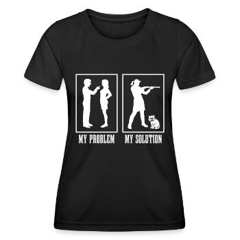 Racoon Hunter My Problem My Solution Pictogram Mom - Women's Functional T-Shirt - black - Front - AI Model Female 172 light (172cm)