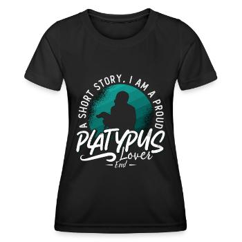 Amoureux de l’ornithorynque Une histoire courte Je suis un fier zoologie - T-shirt sport Femme - noir - Devant - AI Model Female 172 light (172cm)