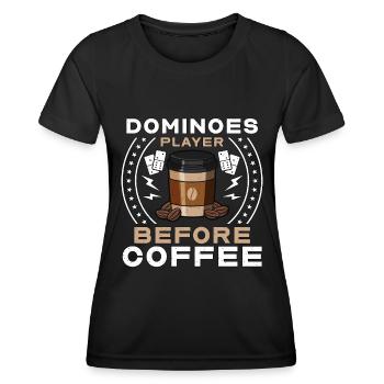 Dominoes Player Before Domino Game Coffee Lover - Women's Functional T-Shirt - black - Front - AI Model Female 172 light (172cm)