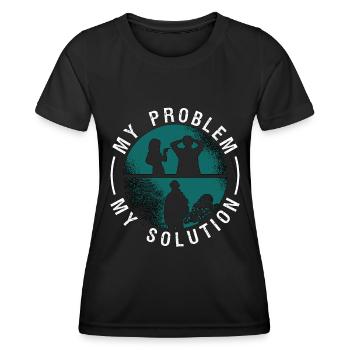 Anthropologie Mon problème Ma solution Pictogramme Papa - T-shirt sport Femme - noir - Devant - AI Model Female 172 light (172cm)