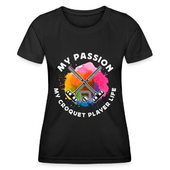 Joueur de croquet Ma passion Maillet de joueur de croquet - T-shirt sport Femme - noir - Devant - AI Model Female 172 light (172cm)