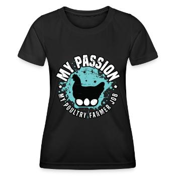 Aviculteur Ma Passion Mon Poulailler Volaille - T-shirt sport Femme - noir - Devant - AI Model Female 172 light (172cm)
