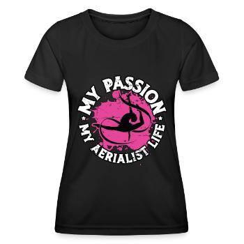 Acrobatie artistique Ma passion Ma vie aérienne Arts aériens - T-shirt sport Femme - noir - Devant - AI Model Female 172 light (172cm)