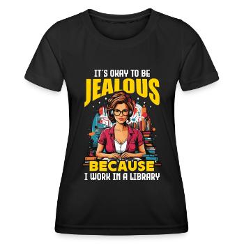 Bibliothécaire C’est normal d’être jaloux Bibliothécaire d’école - T-shirt sport Femme - noir - Devant - AI Model Female 172 light (172cm)
