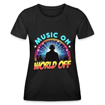 Disc Jockey Music On World Turntable Disc Jockeys - Frauen Funktions-T-Shirt - Schwarz - Vorne - AI Model Female 172 light (172cm)