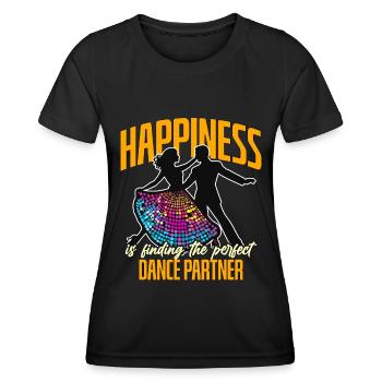 Danse de salon Le bonheur, c’est de trouver une piste de danse - T-shirt sport Femme - noir - Devant - AI Model Female 172 light (172cm)