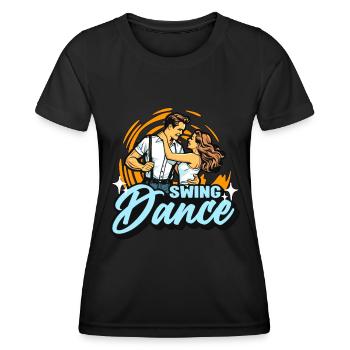 Swing Dance Lindy Hop Couple Dancing Swing Dancer - Women's Functional T-Shirt - black - Front - AI Model Female 172 light (172cm)