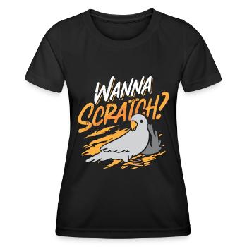 African Grey Wanna Scratch Birdwatcher Ornithology - Frauen Funktions-T-Shirt - Schwarz - Vorne - AI Model Female 172 light (172cm)